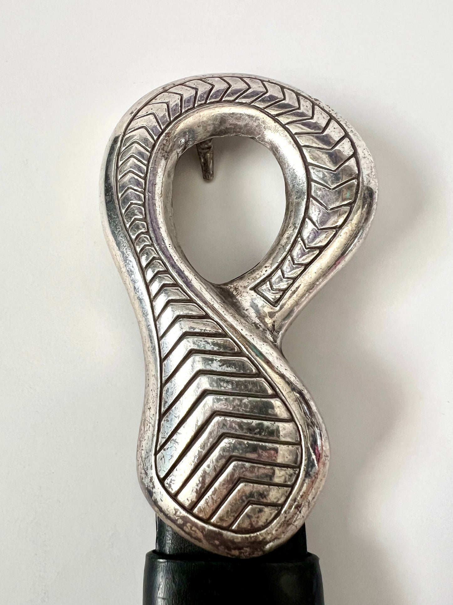 Vintage Chico’s Leather Adjustable Belt with Silver Buckle Closure