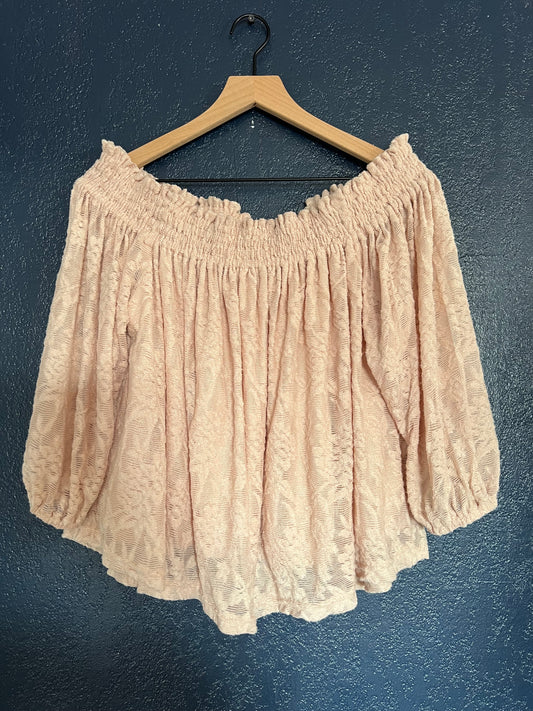 Anthropologie Deletta Sommer Floral Cream Lace Off The Shoulder Blouse