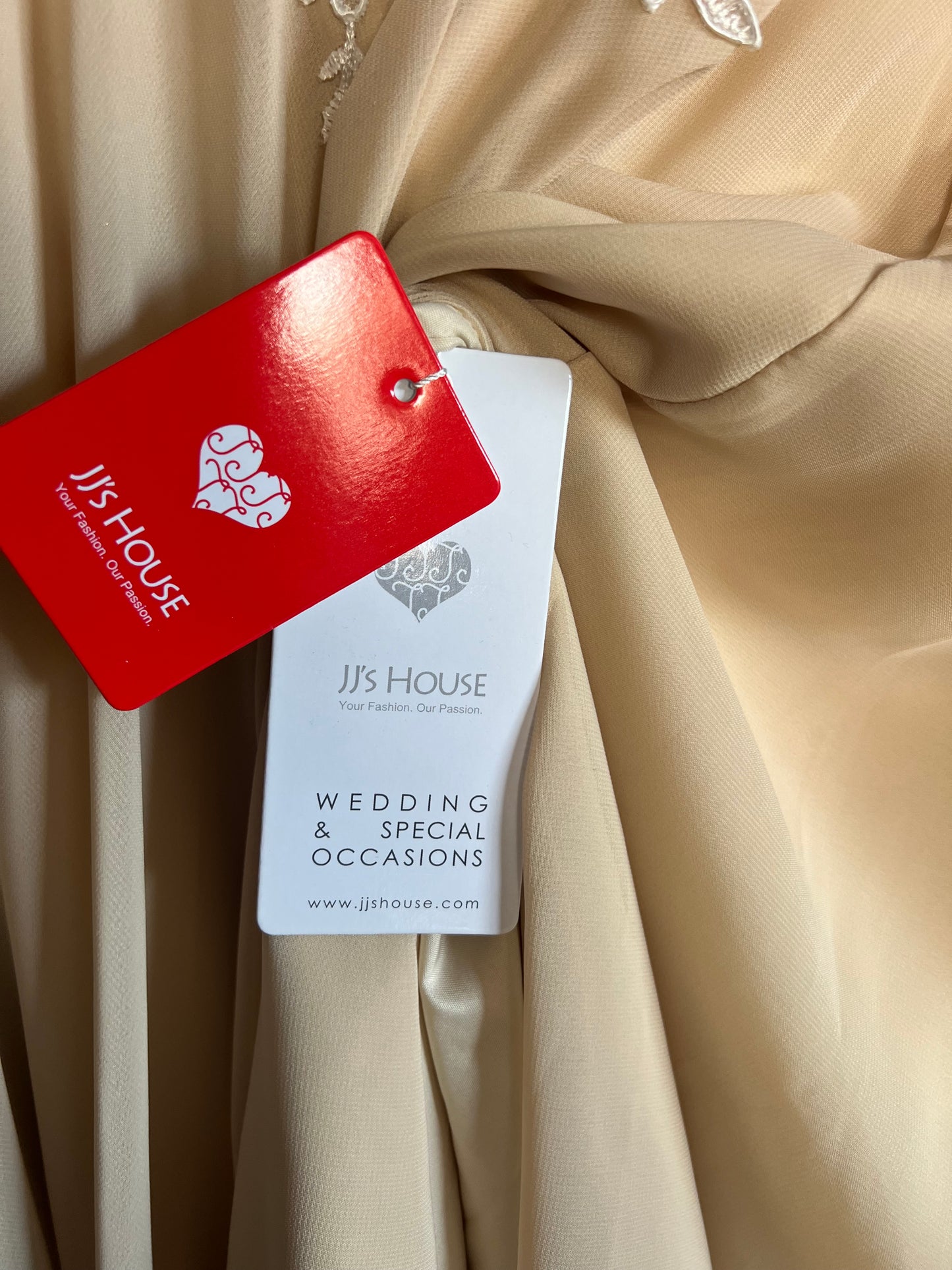 JJ’s House Champagne V-Neck Formal Gown