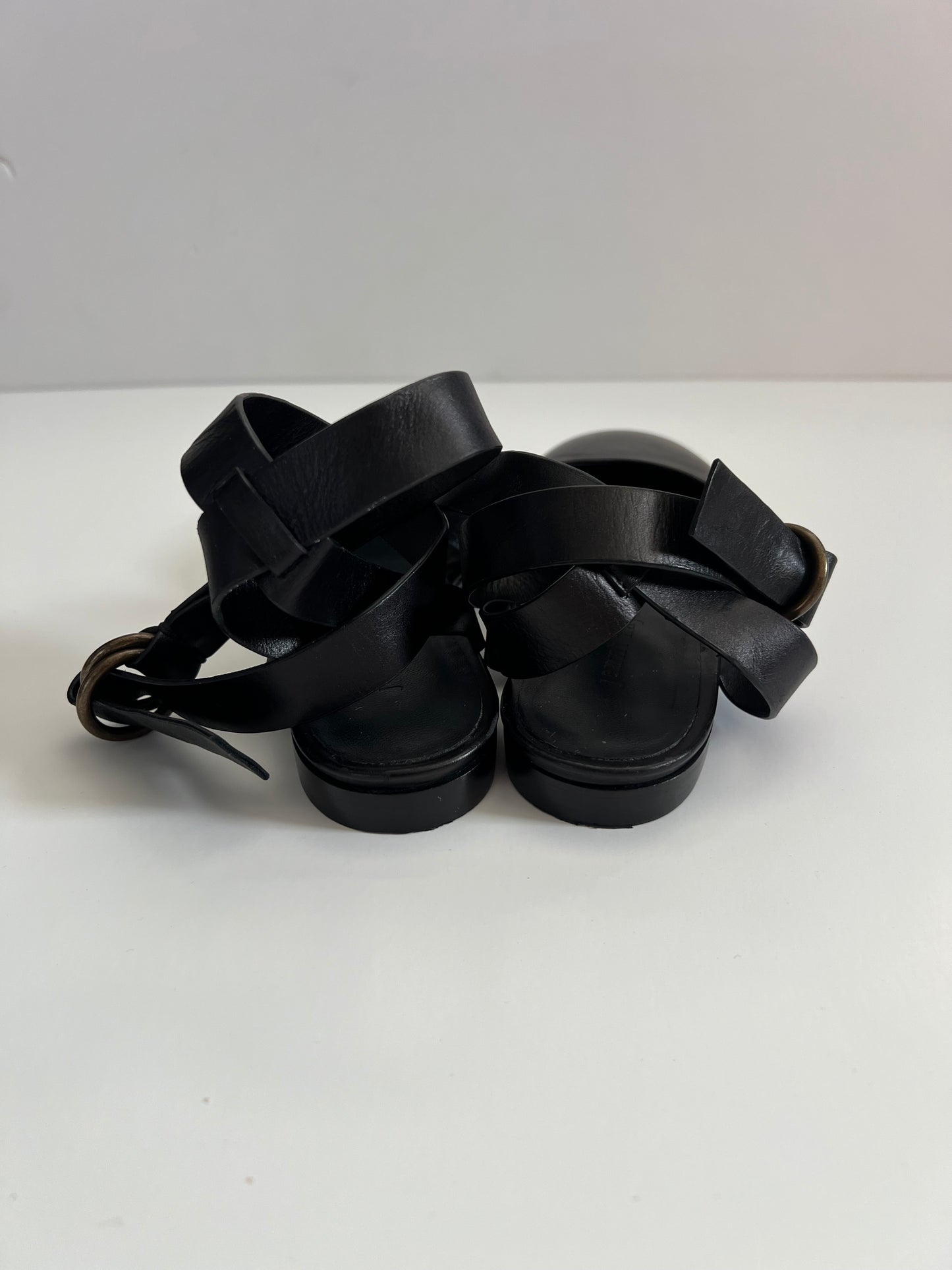 Jenni Kayne Black Lambskin Leather Ankle Wraparound Ballet Slipper Flats
