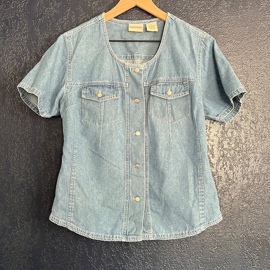 Crossroads Vintage Denim Short-Sleeve Button-Up Shirt