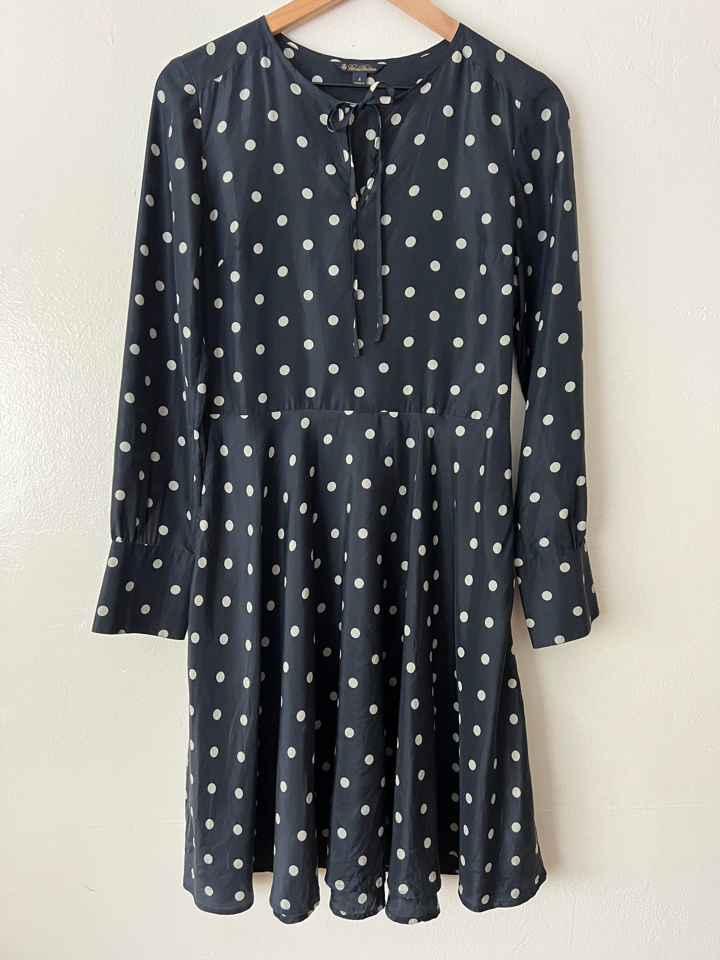 Brooks Brothers Polka Dot Silk Midi Fit & Flare Dres