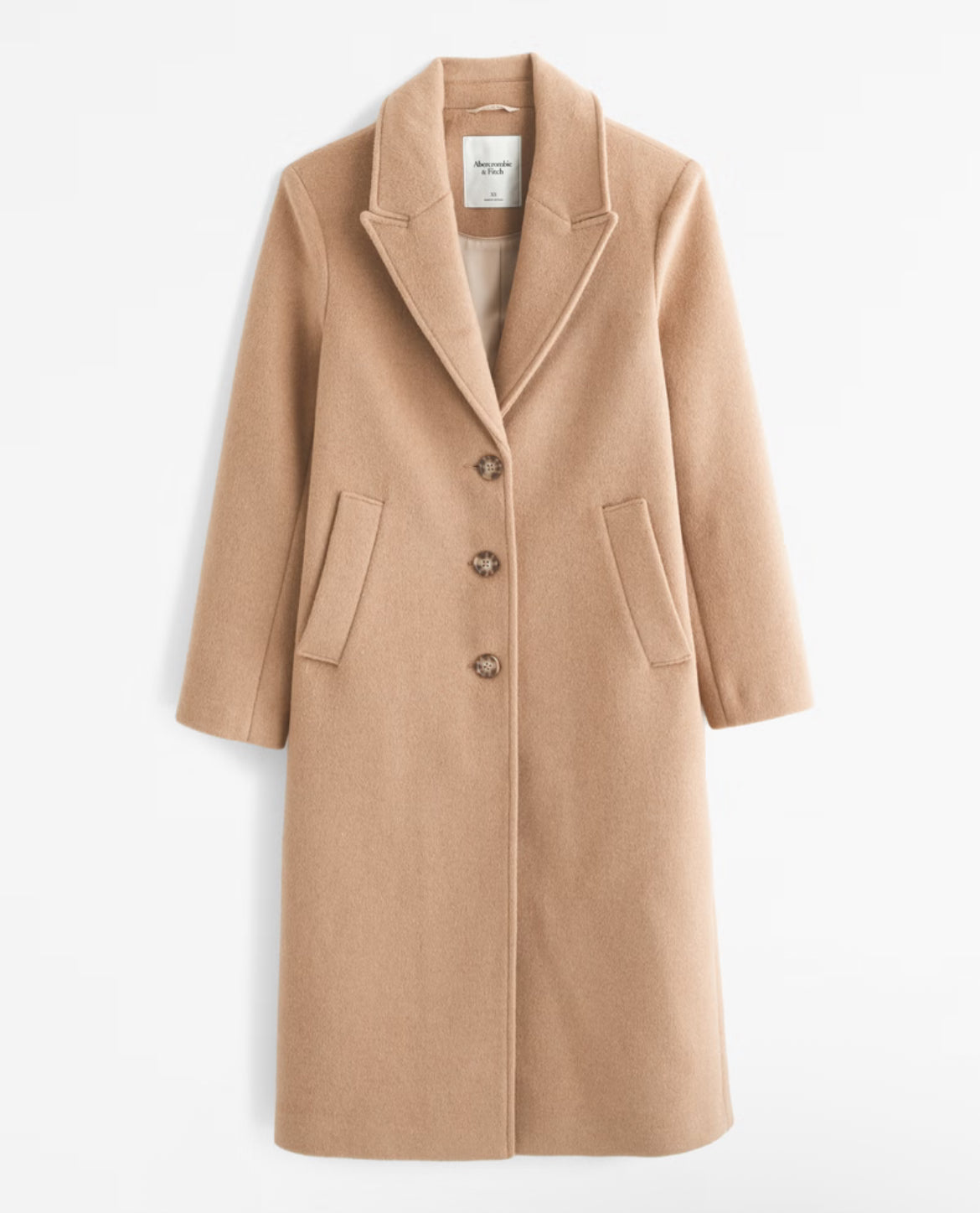 Abercrombie & Fitch Wool-Blend Tailored Topcoat in Camel