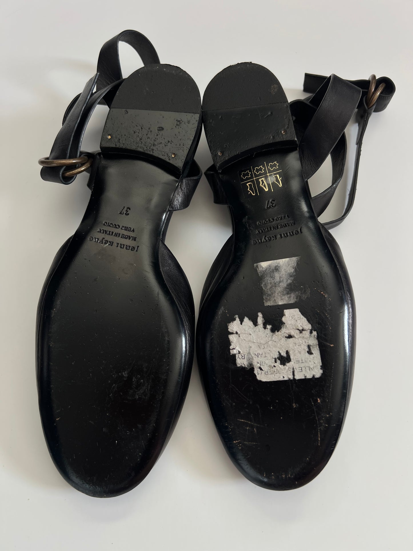 Jenni Kayne Black Lambskin Leather Ankle Wraparound Ballet Slipper Flats