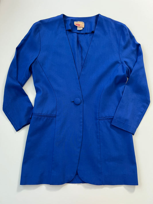 Vintage Katie Linen Blend Royal Blue Blazer