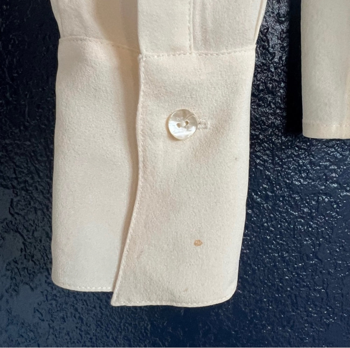 INC International Concepts Vintage Silk Long Sleeve Cream Button Down