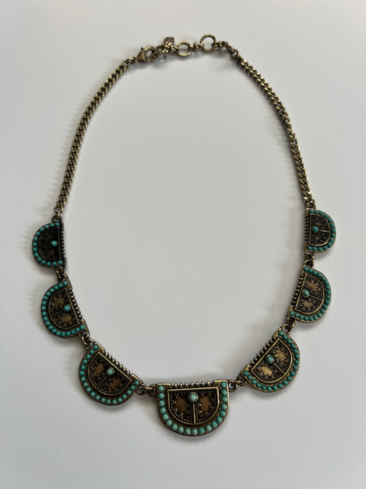 Lucky Brand Gold Tone & Turquoise Collar Necklace