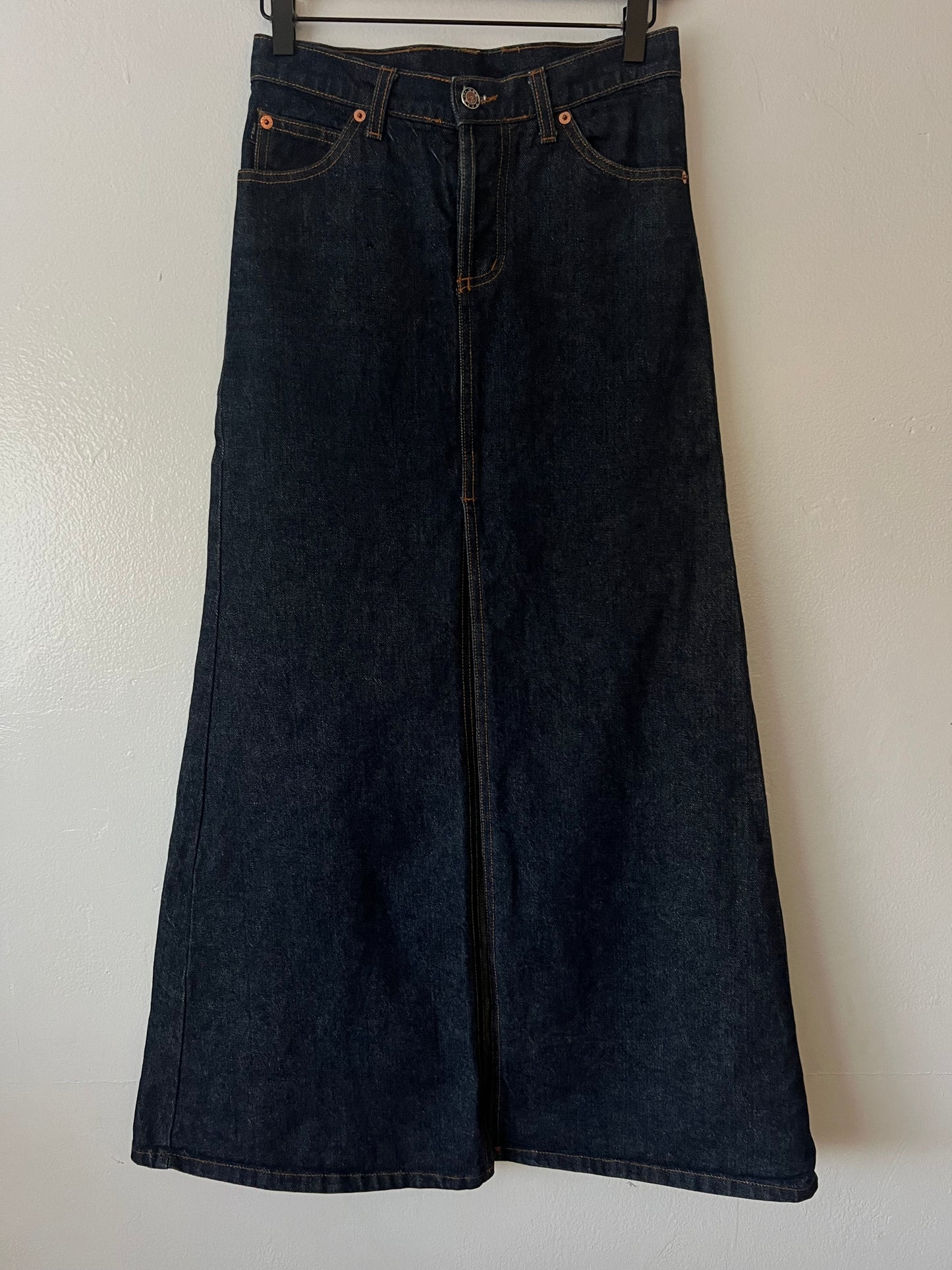 EARL Denim Front Split Maxi Skirt