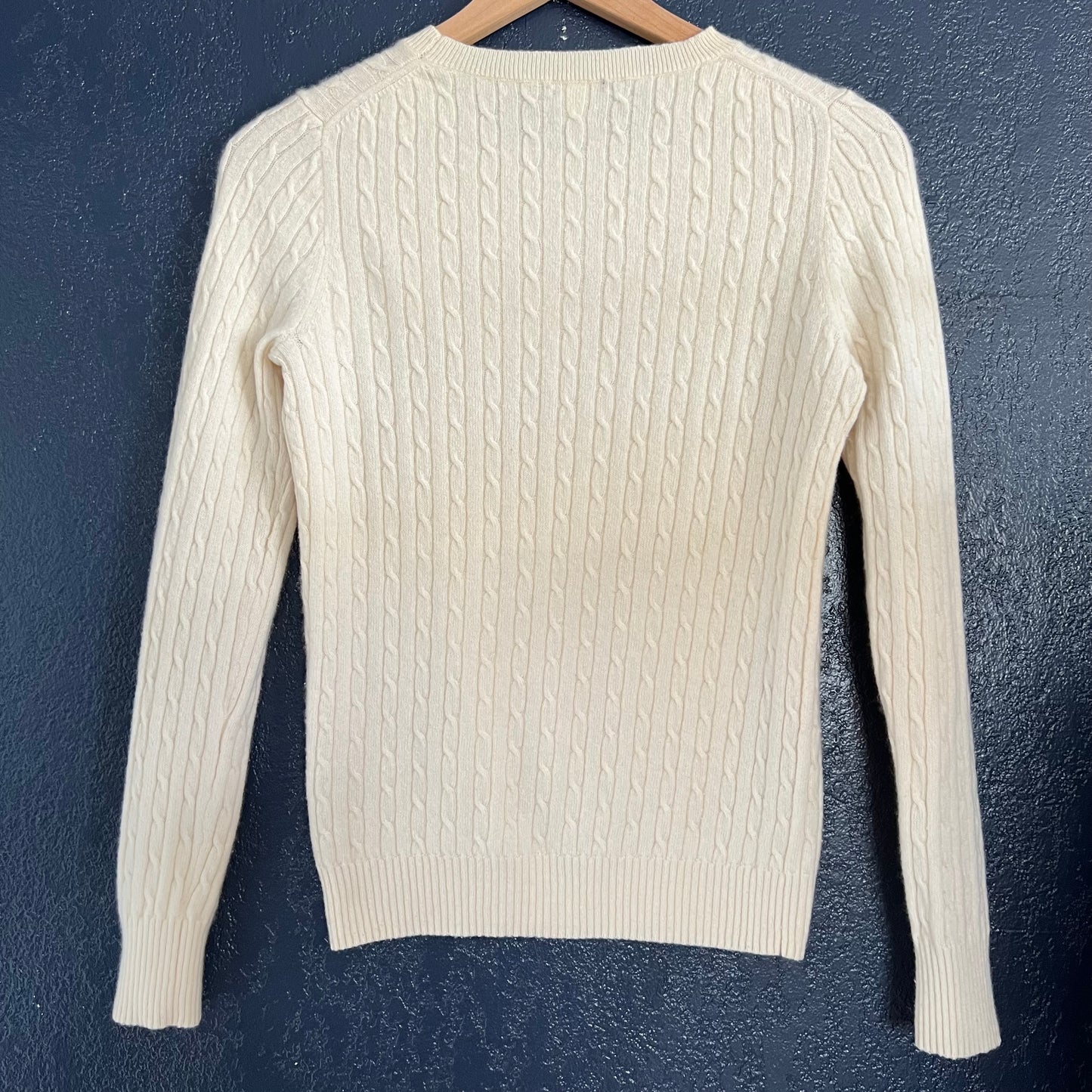 J.Crew Cream Cable-knit Long-sleeve Crewneck Sweater