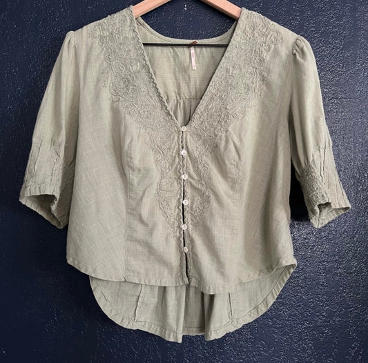 Free People Laurie Embroidered Blouse