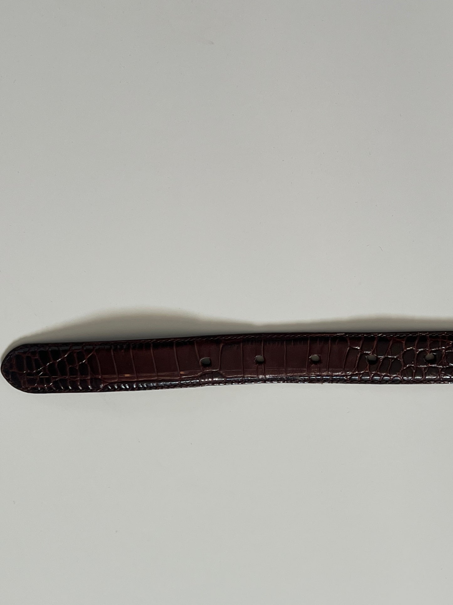 Lauren Ralph Lauren Reversible Brown Croc-Embossed Skinny Belt