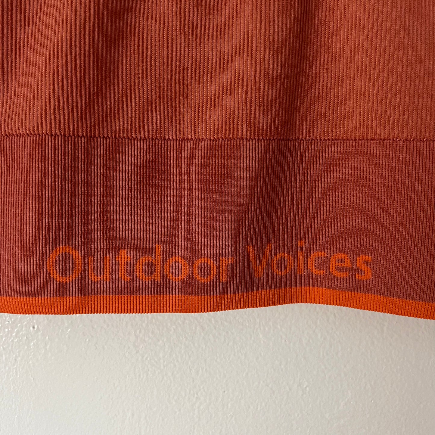 Outdoor Voices SeamlessRib Set (7/8 Legging and Longline Bra in Orange)