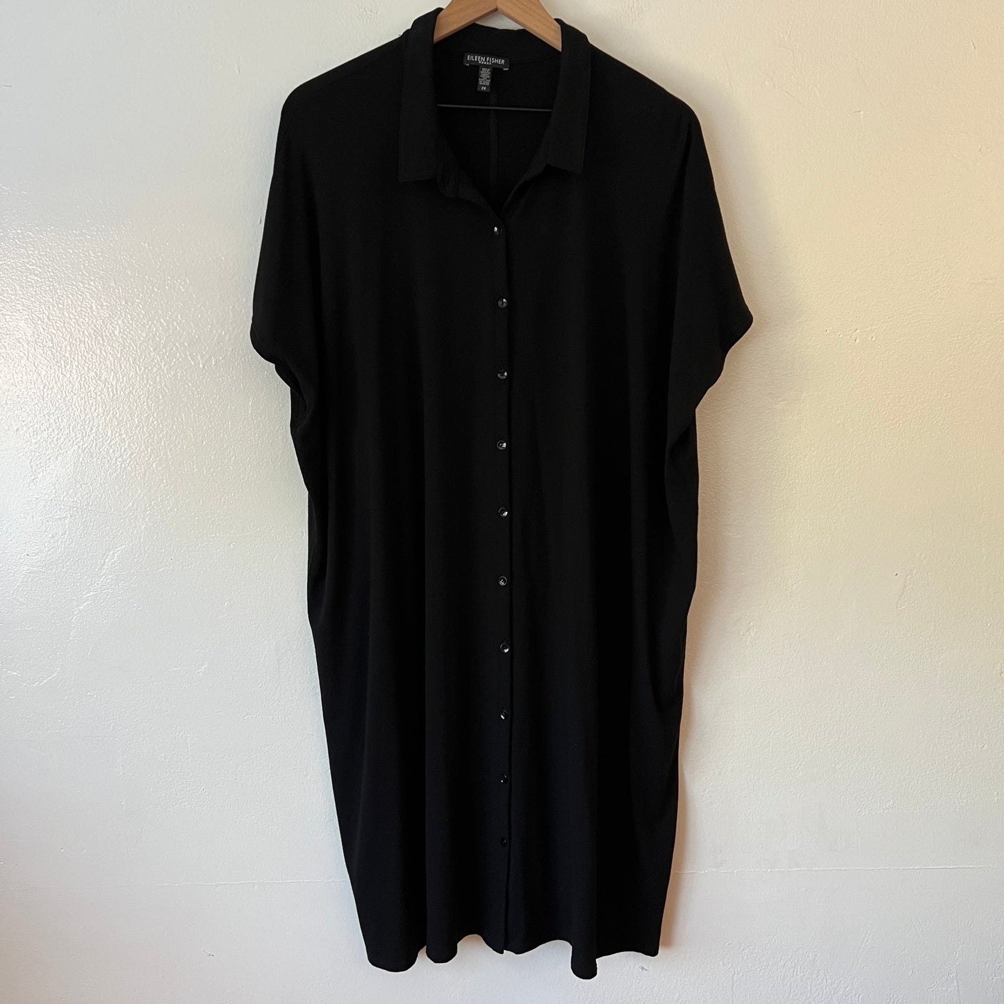 Eileen Fisher Collar Short Sleeve Button-Front Shirt Dress