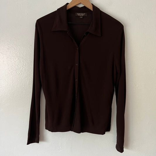 Karen Kane Collection Brown Button Down Long Sleeve