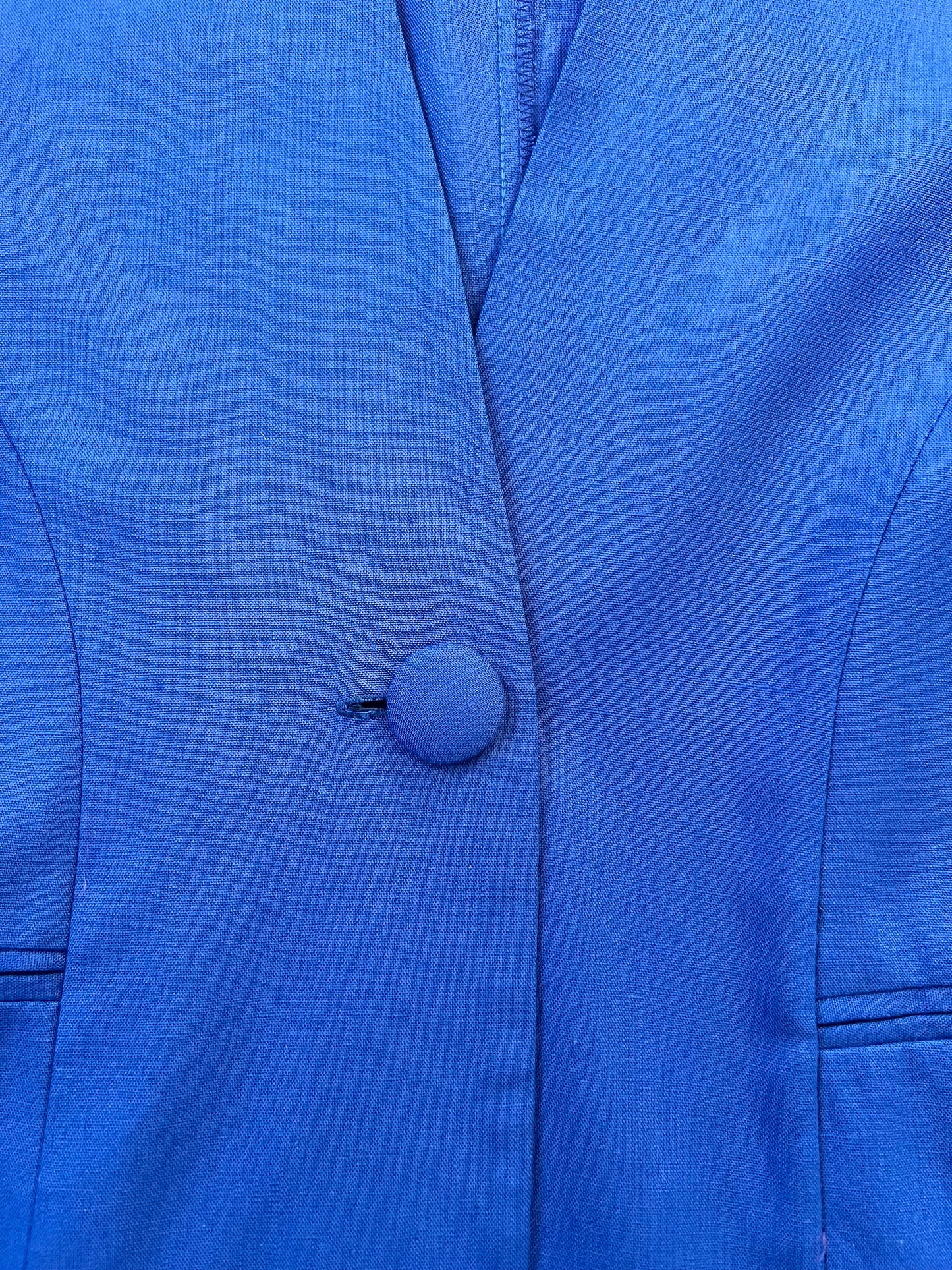 Vintage Katie Linen Blend Royal Blue Blazer