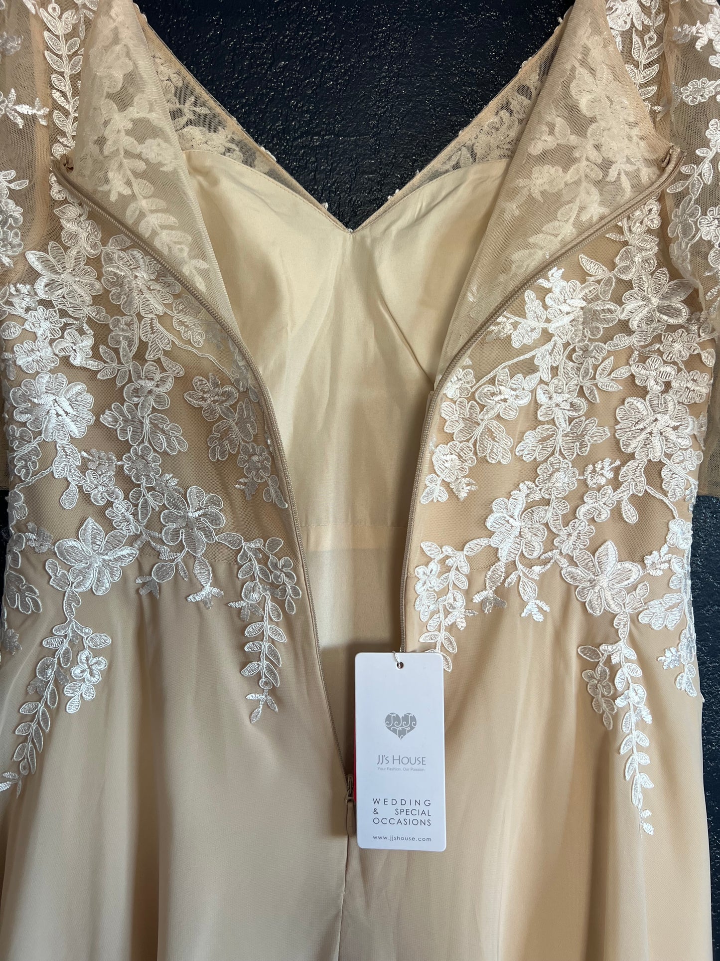 JJ’s House Champagne V-Neck Formal Gown