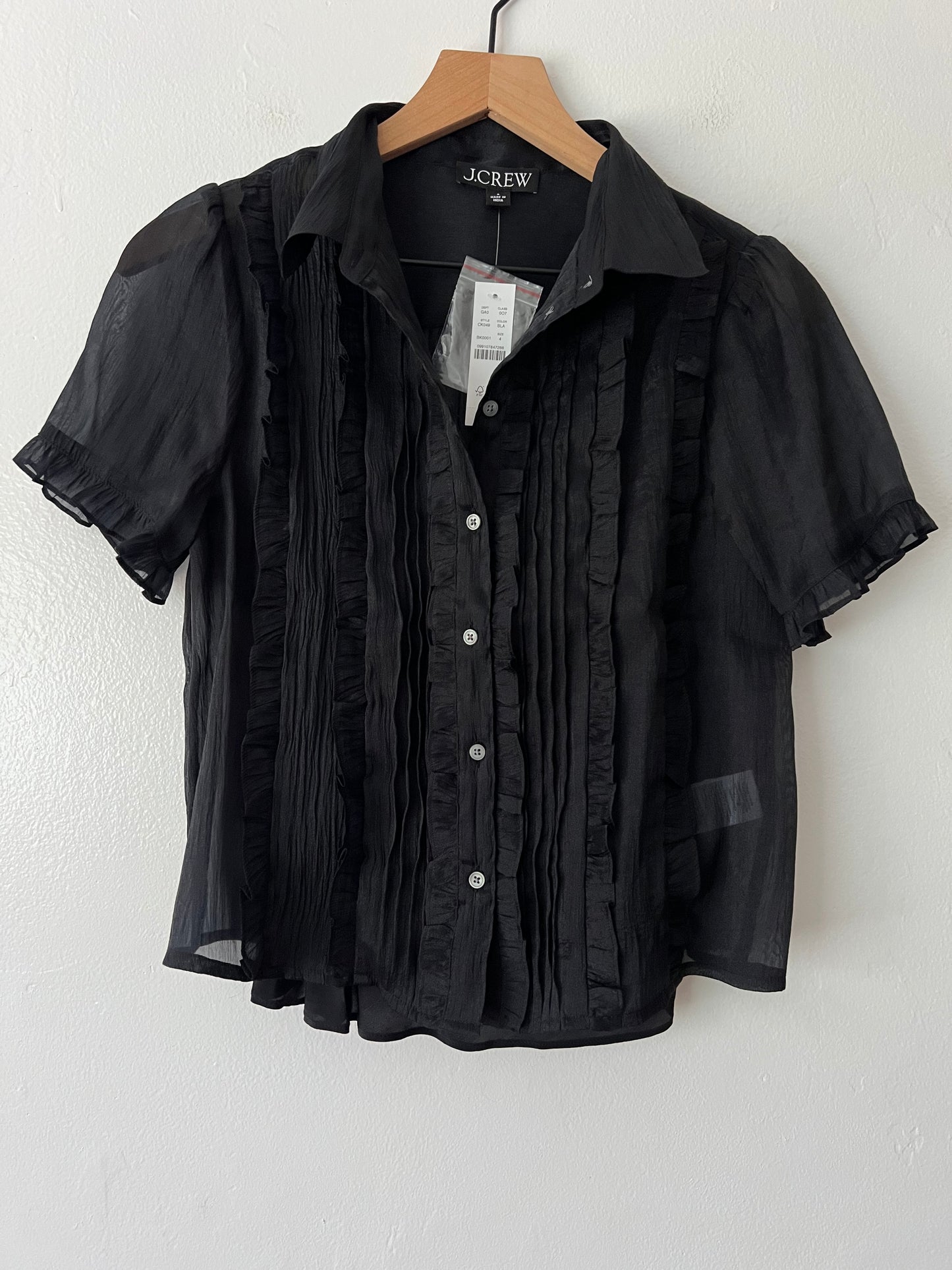 J.Crew Sheer Ruffle-trim Button-up