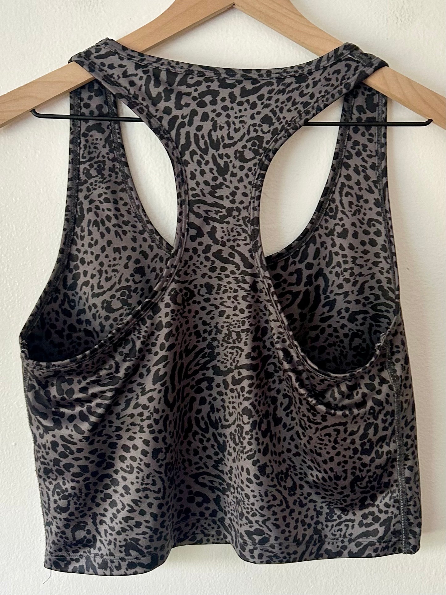 Beyond Yoga High Waist Gray/Black Leopard Leggings and Top Set