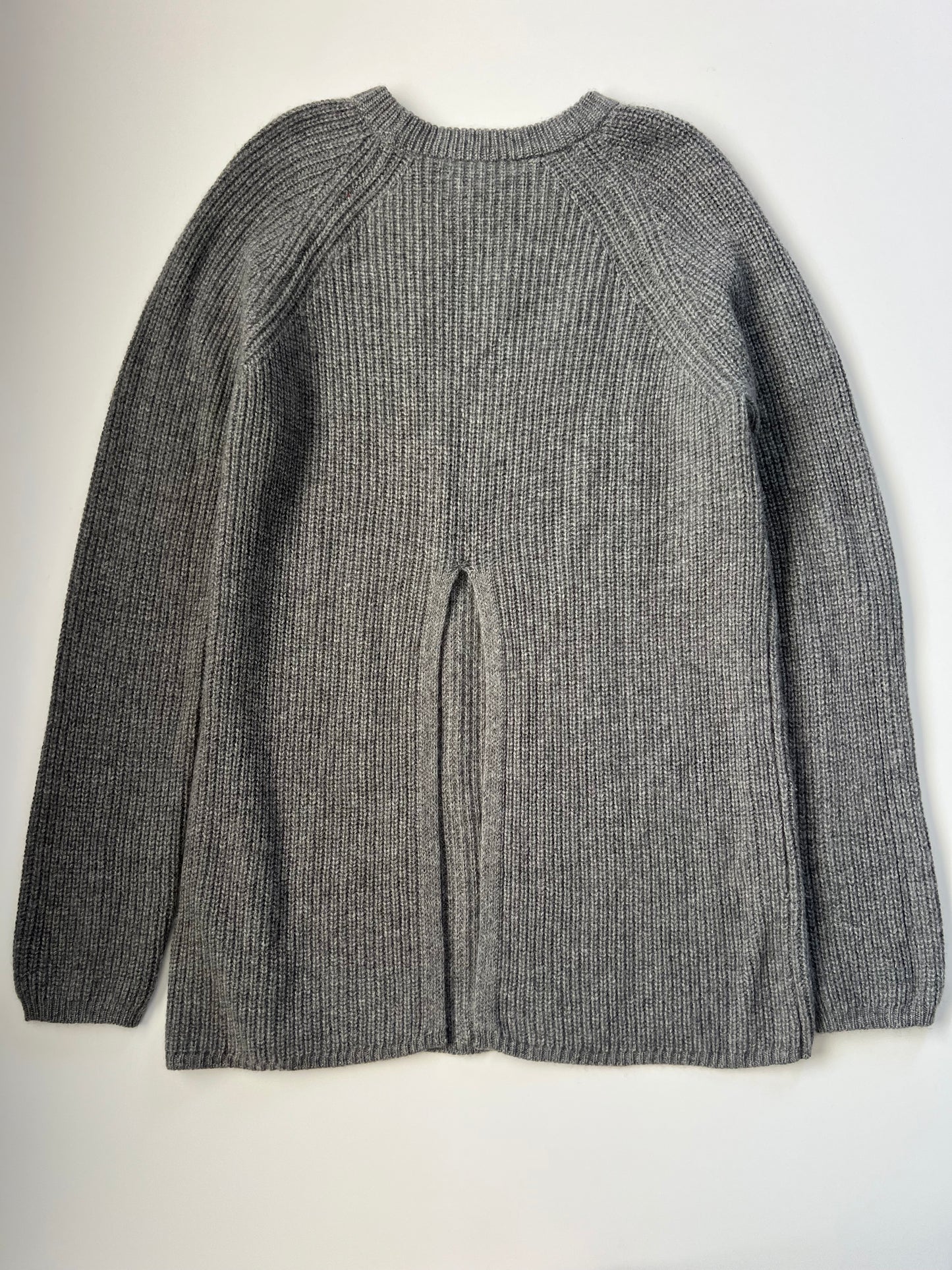 Jenni Kayne Cashmere Fisherman Back-Slit Ribbed Sweater