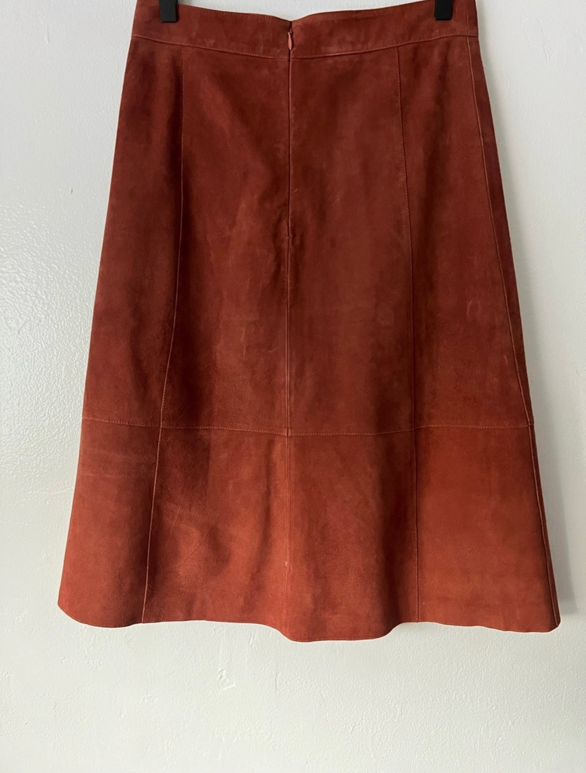 Sézane Hanna Cognac Suede Midi Skirt