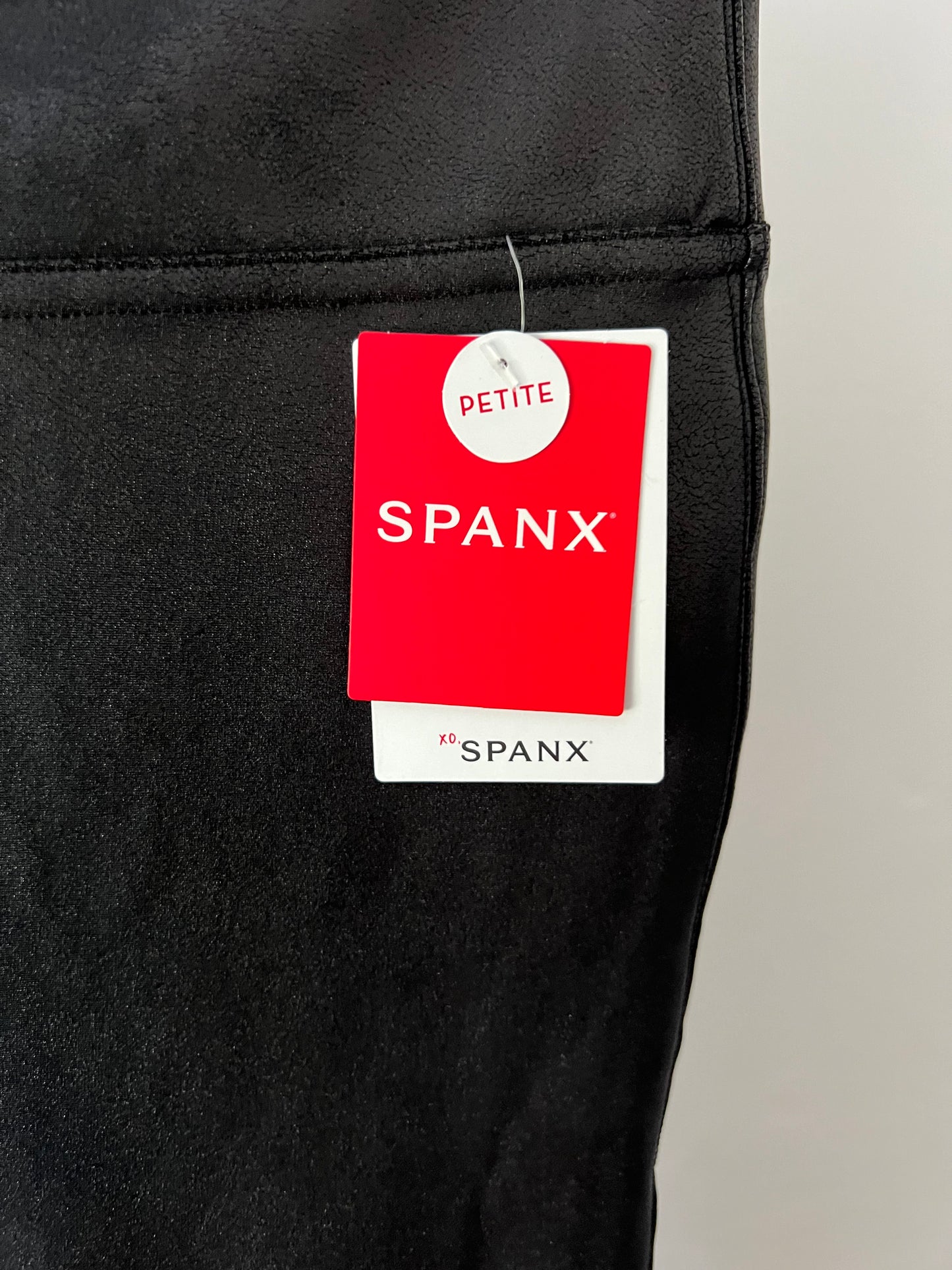 Spanx Faux Leather Leggings in Black with a Metallic Shimmer Finish