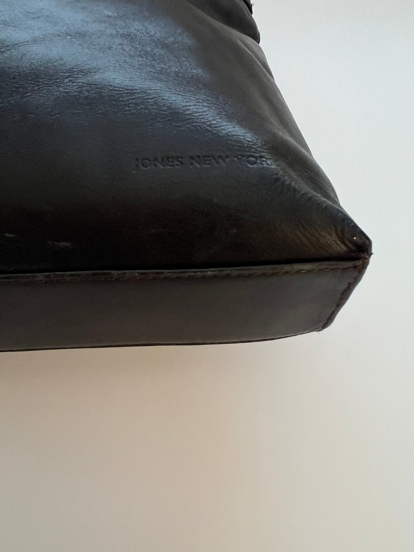 Vintage Jones New York Black Leather Shoulder Bag