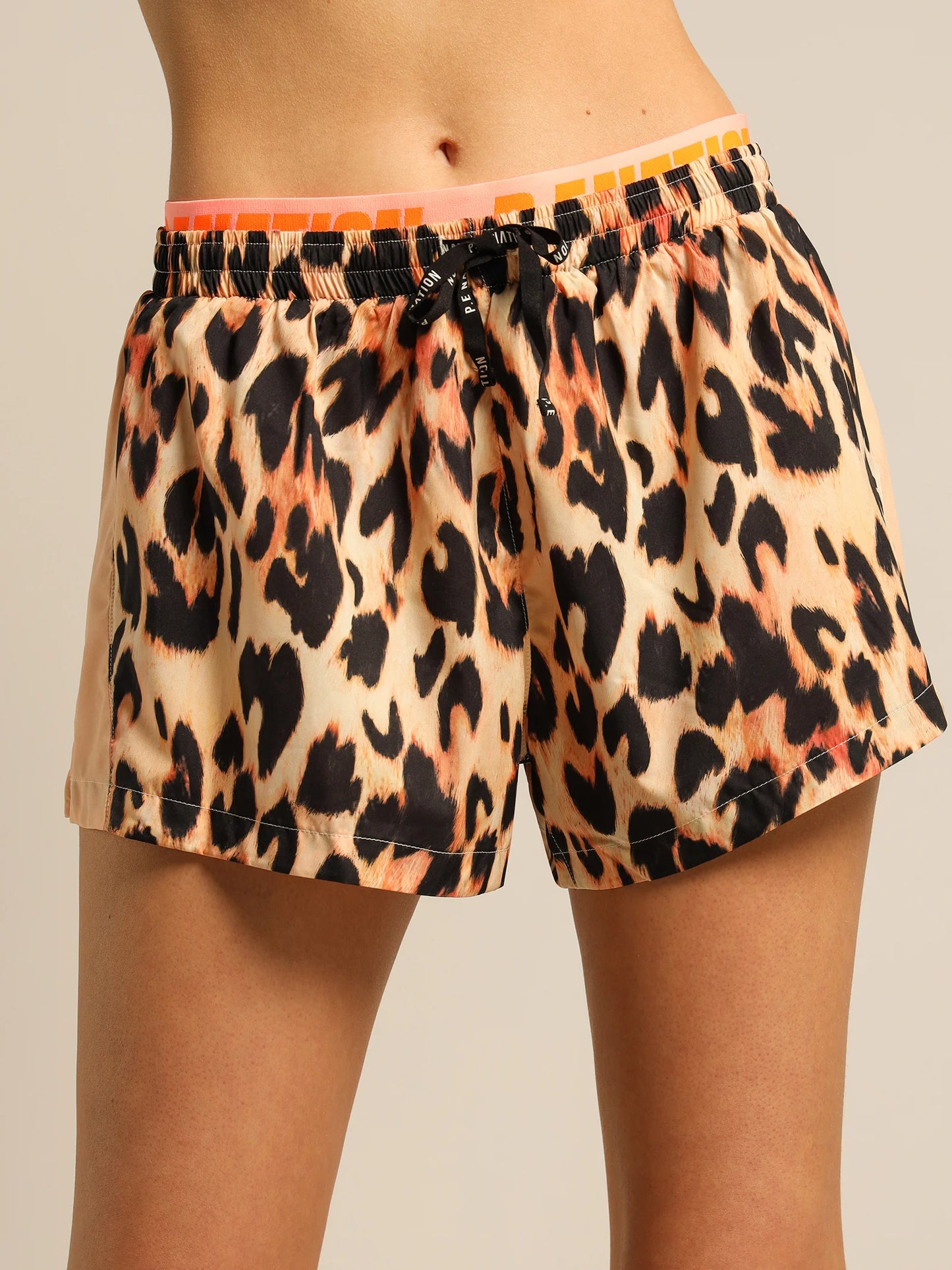 P.E Nation Team Game Shorts in Leopard Animal Print