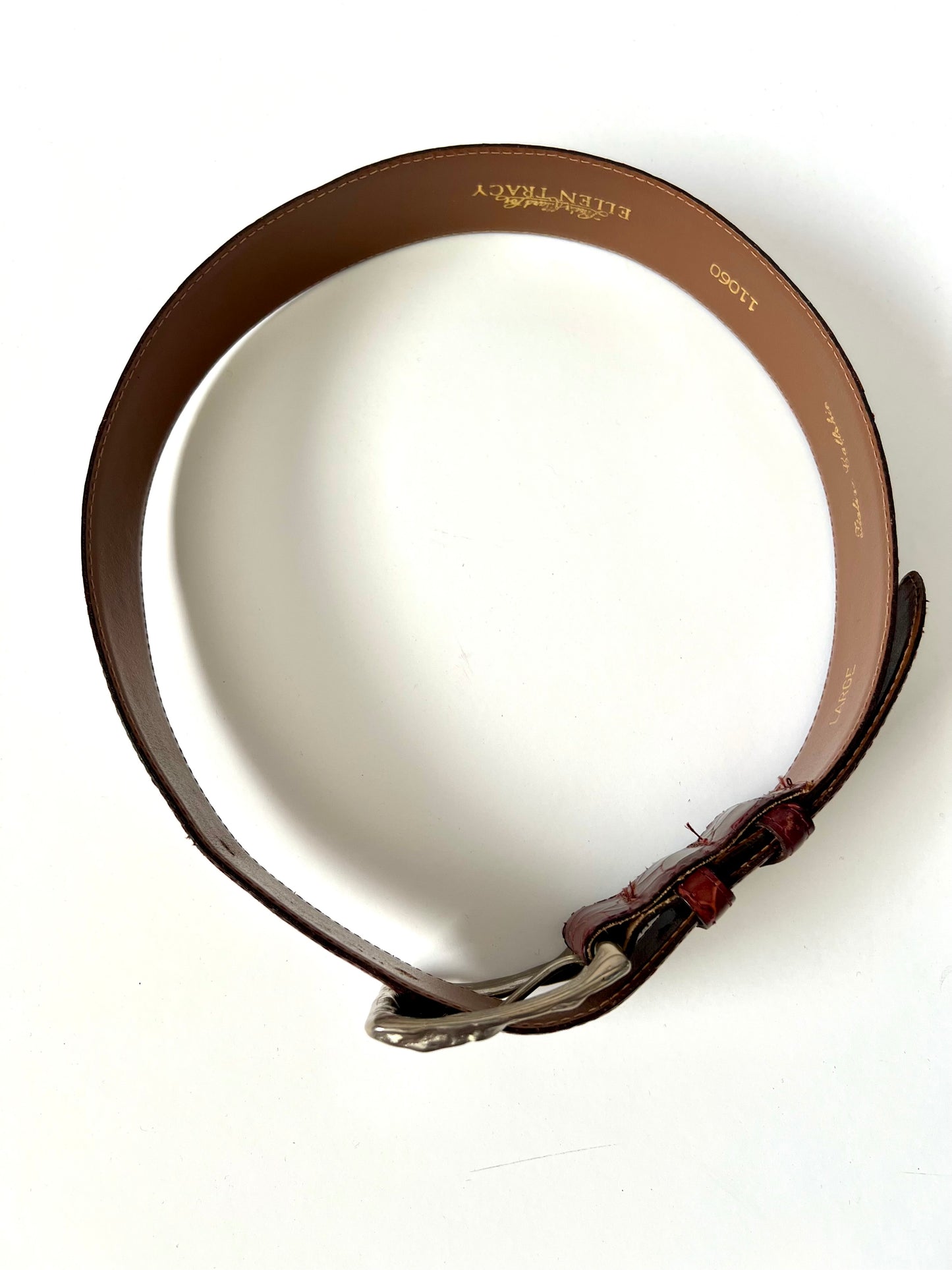 Vintage Ellen Tracy Burgundy Croc-Embossed Belt