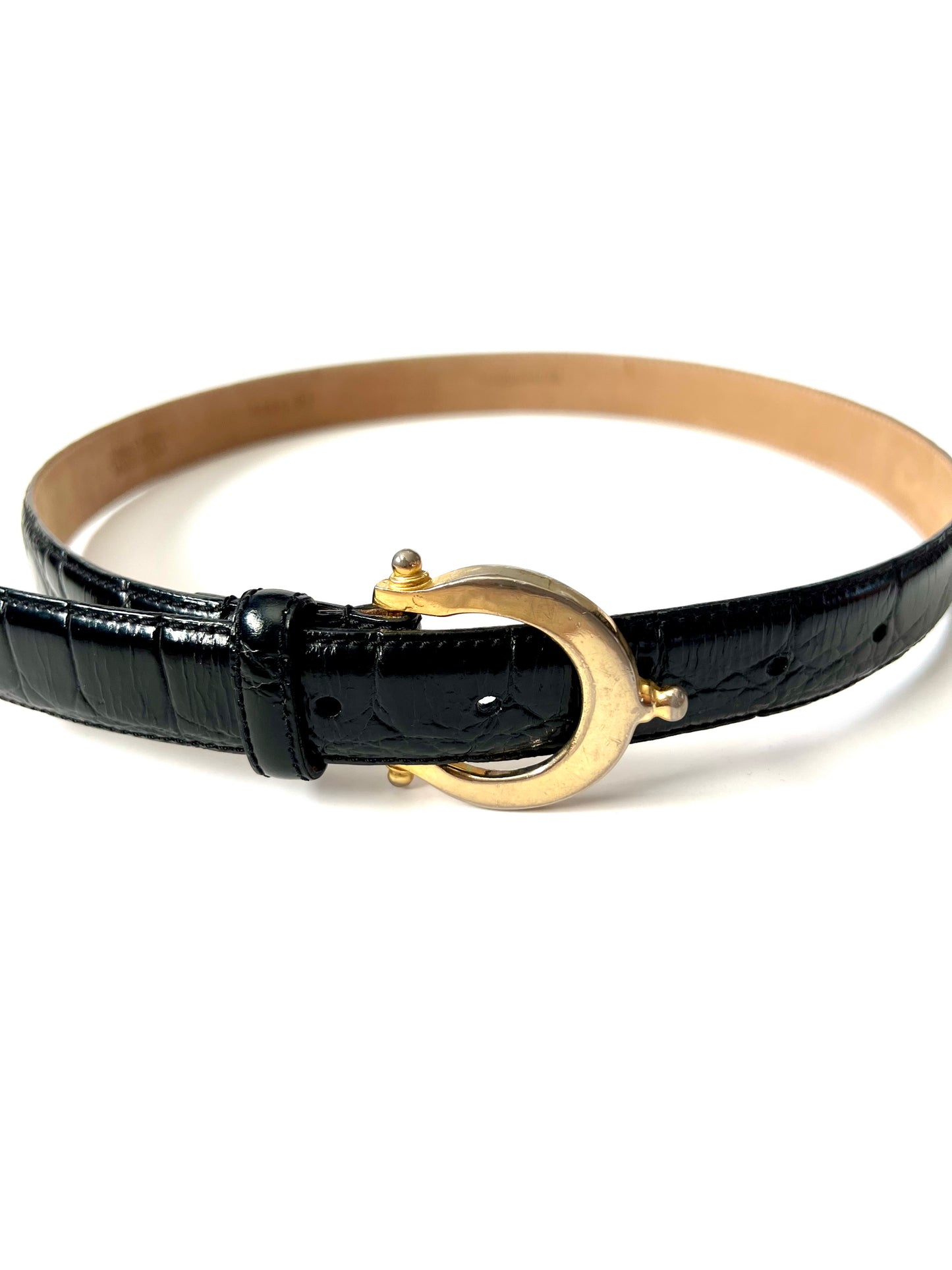 Vintage Nordstrom Black Calfskin Belt with Gold Hook