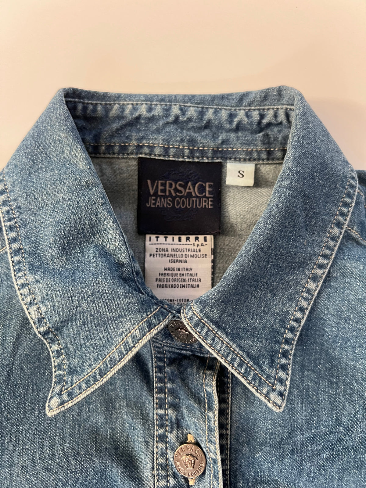 Versace Jeans Couture Blue Denim Sleeveless Shirt