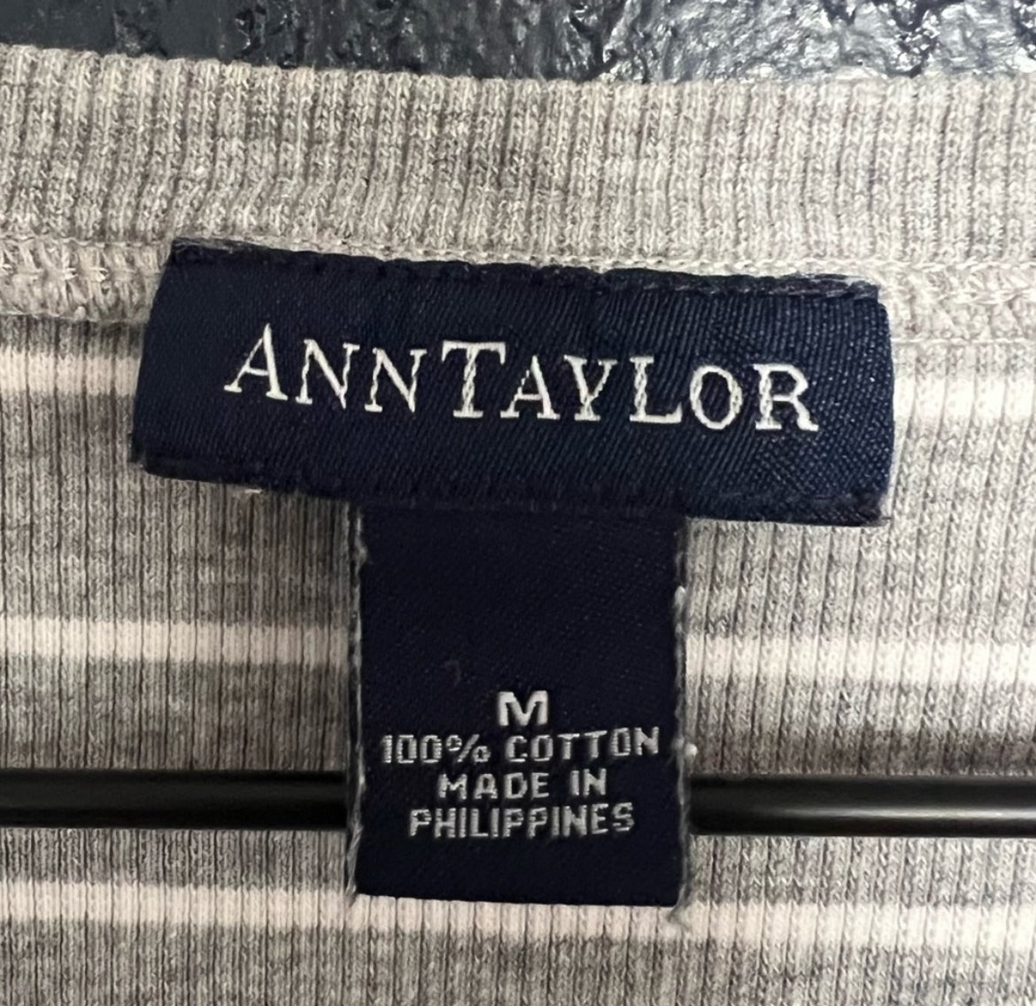 Ann Taylor Vintage Striped V-neck Cotton Shirt