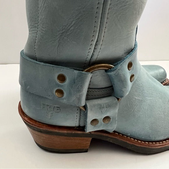 Frye Harness Blue Floral Studded Boots Choose Goodfinds