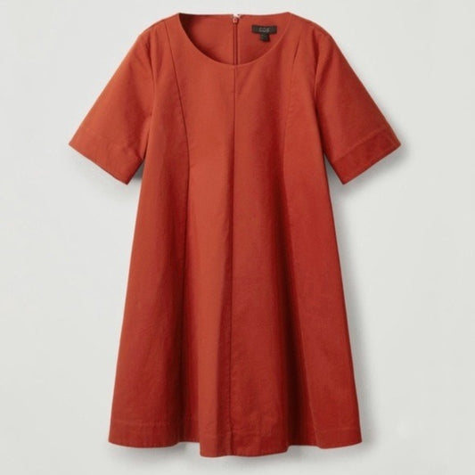 COS Burnt Red Orange Swing Mini Dress