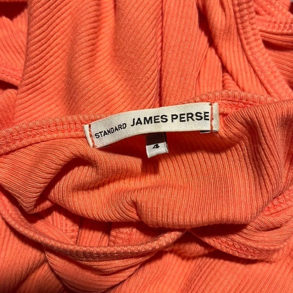 James Peres Salmon Ribbed Scooped Tank