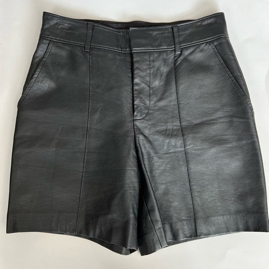 Club Monaco High-Rise Long Leather Shorts
