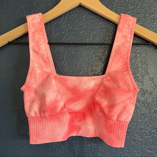 Free People Movement Marble Pink Square Neck Good Karma Bra