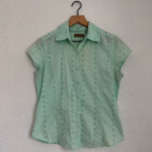 I.E Relaxed Vintage Eyelet Button Down Blouse