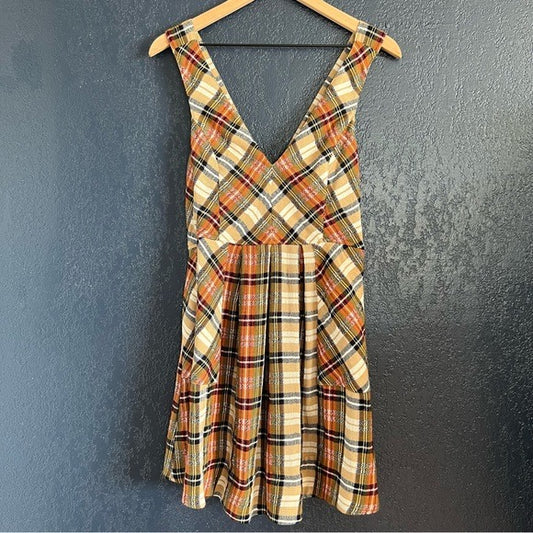 Free People Killing Time Plaid Penafore Mini Dress