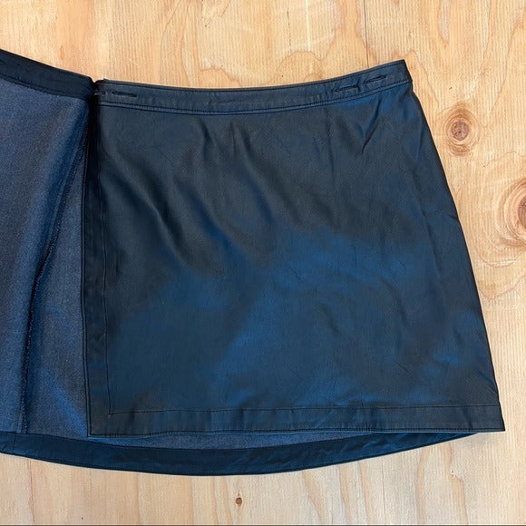 Abercrombie & Fitch Vegan Leather Wrap Mini Skirt