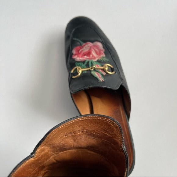 Gucci Princetown Horsebit Rose Embroidered Leather Mules Choose Goodfinds