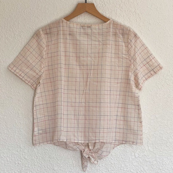 Madewell Checkered Tie Front Blouse