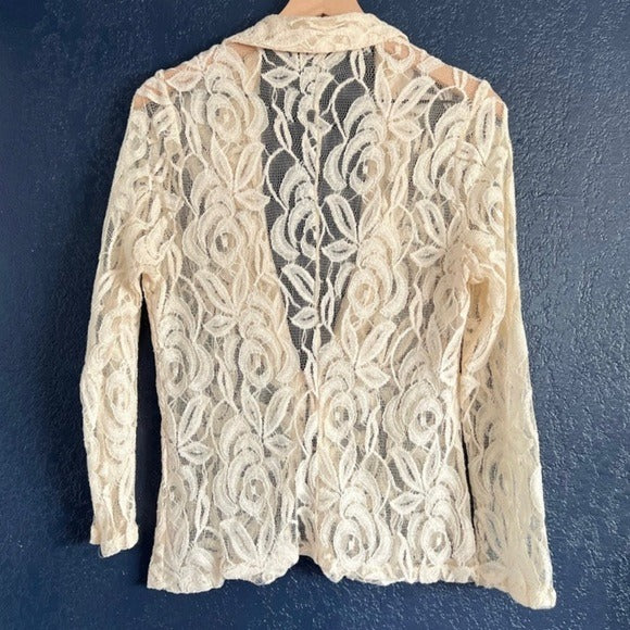 Tie Front Lace Long Sleeve Top