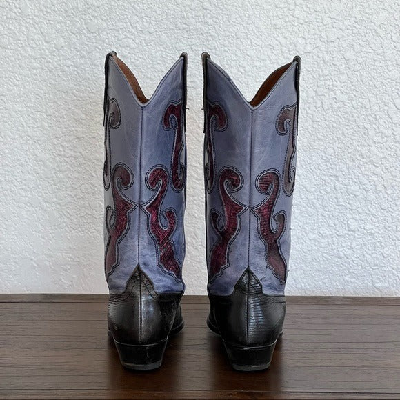 Vintage Nine West Two Tone Cowboy Pull On Boot