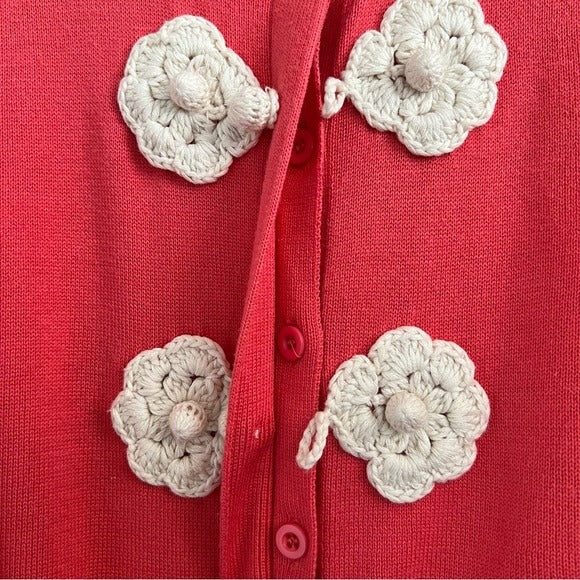 Design History Vintage Floral Detail Crochet Cardigan