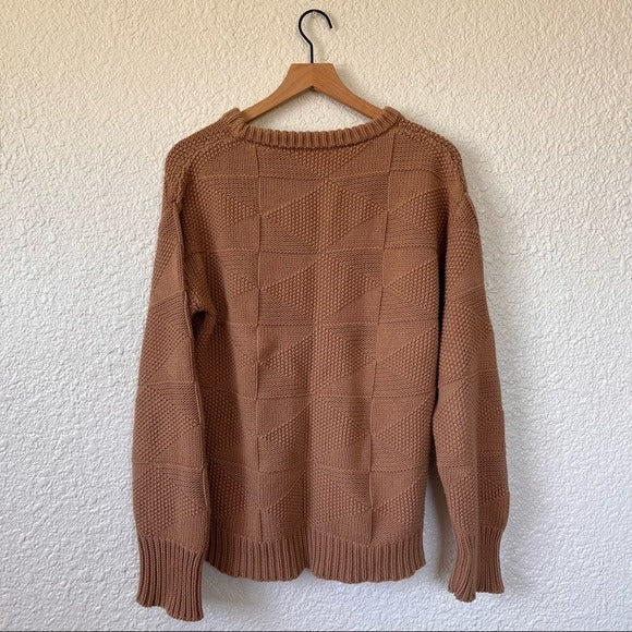Callahan The Geo Knit Camel Cable Knit Chunky Sweater