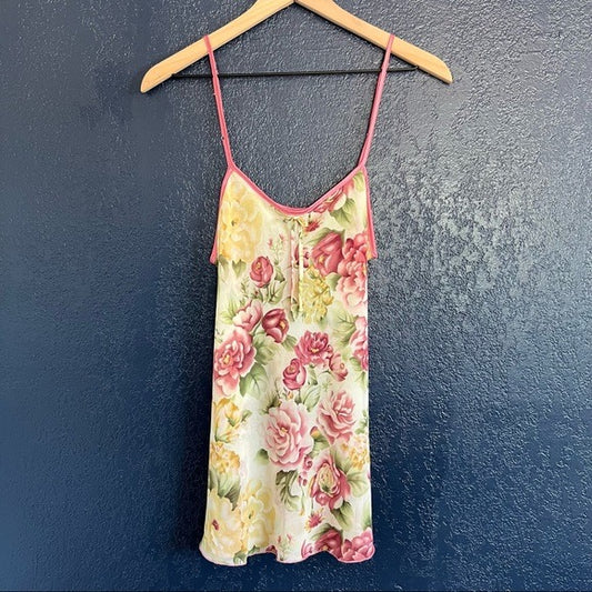 Vintage Floral Semi Sheer Floral Slip Cami