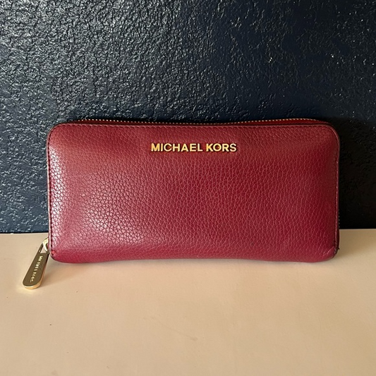 Michael Kors Large Zip Around Continental Wallet in Magenta