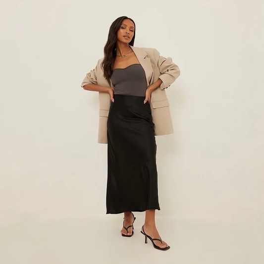 SzXS NA-KD Midi Satin Skirt