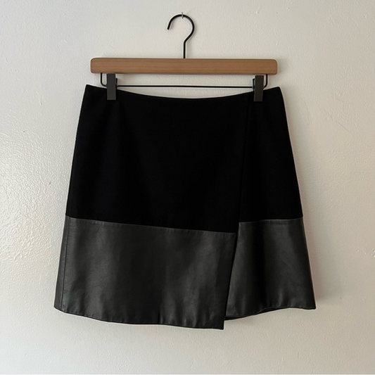 Sz4 Halogen Leather Block Mini Skirt