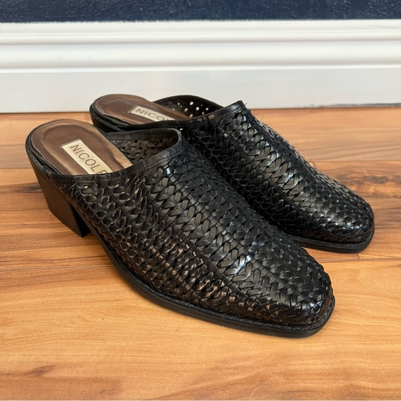 Nicole Leather Woven Mules